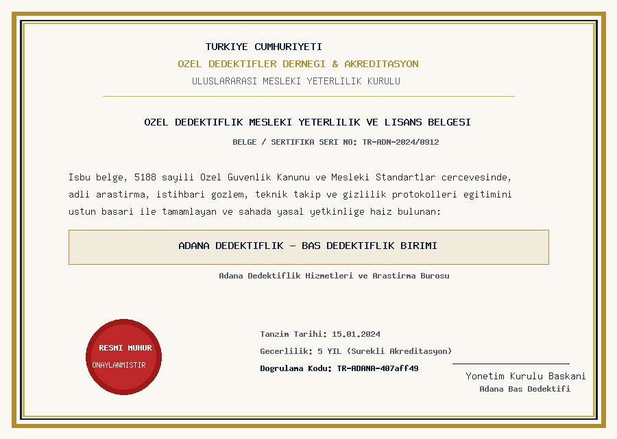 Özel Dedektiflik Mesleki Yeterlilik ve Lisans Belgesi